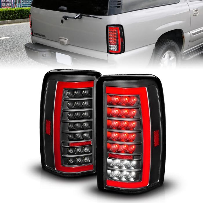 00-06 Chevrolet Tahoe/GMC Yukon ANZO Full LED Taillights w/Lightbar Black Housing/Clear Lens