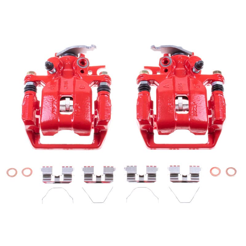 Power Stop S7096 Rear Pair of High-Temp Red Powder Coated Calipers For Honda Accord 2013-2017 [Model Specific]