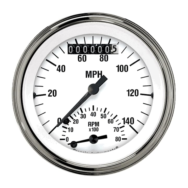 Ultimate Speedometer Classic Instruments WH20SLF with Built-in Tach White Hot 3 3/8""