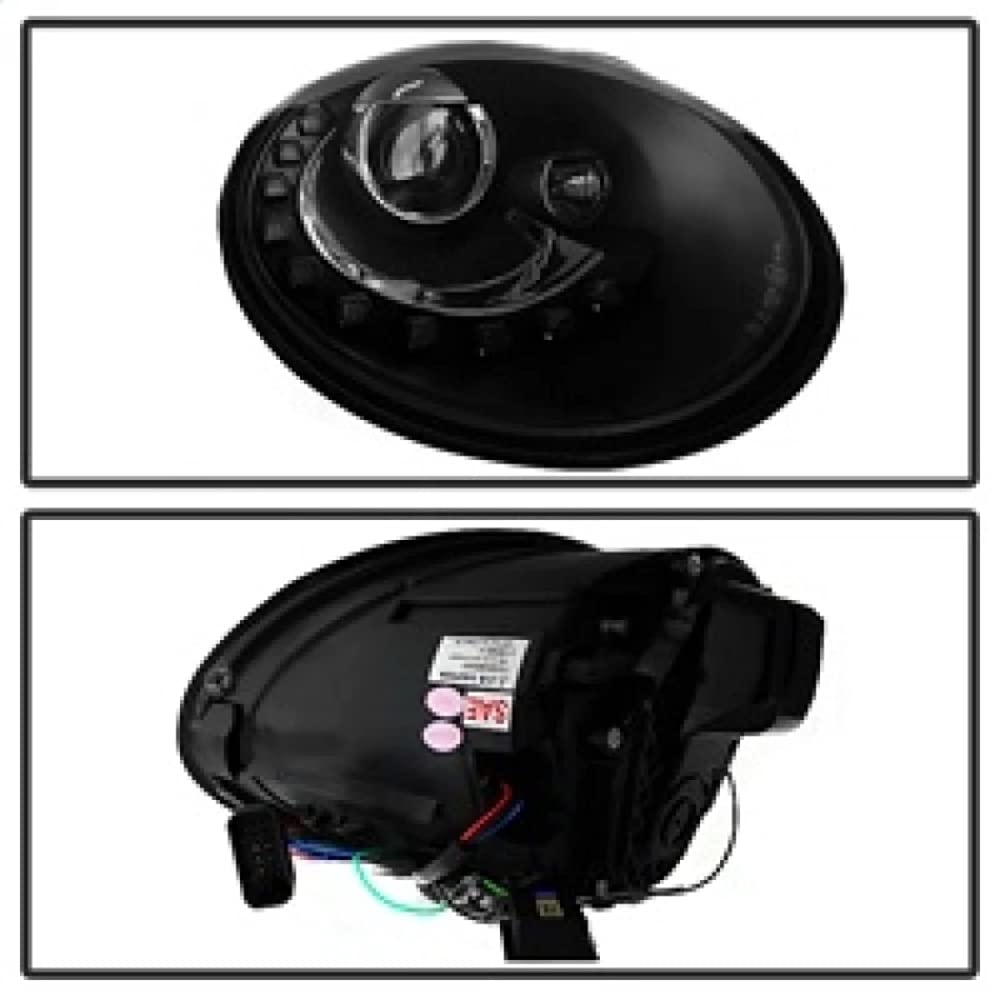 Volkswagen Beetle 06-10 Spyder 5080929 Projector Headlights - DRL LED - Black