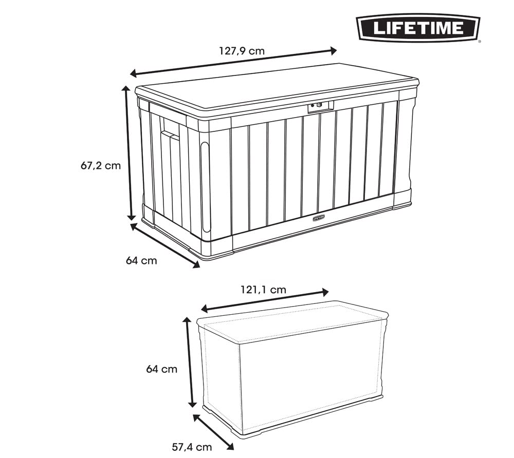 Heavy-Duty LIFETIME 60186 Outdoor Storage Deck Box, 116 Gallon, Desert Sand/Brown