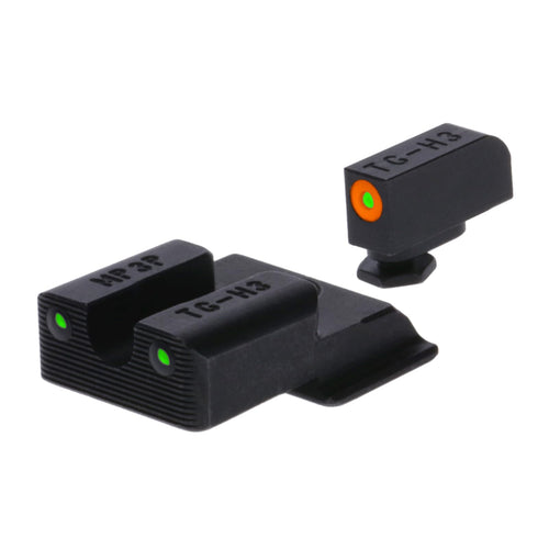TRUGLO Tritium Pro Night Sights, Compatible with 380 Shield EZ Smith & Wesson M&P | Glow-in-The-Dark Front & Rear Gun Sight Set with Orange Focus Lock Front Ring