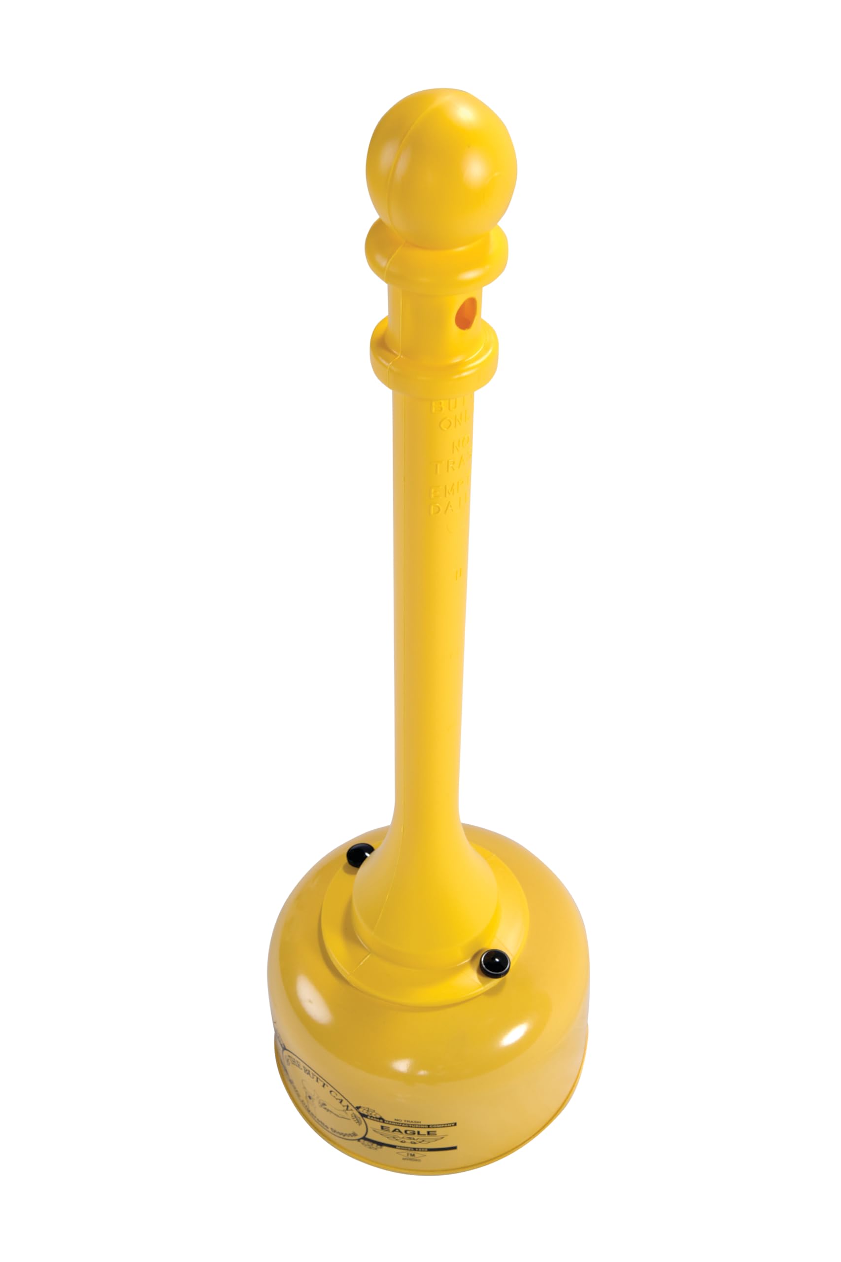 Eagle Poly Tube Cigarette Butt Receptacle, 1202 Galvanized Steel, 2-1/2 Gallon Capacity, 35" Height, 11" Diameter, Yellow