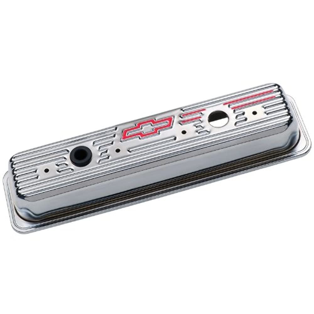Bowtie GM 141-105 Chrome Center Bolt Valve Covers Chevy Small Block Tall