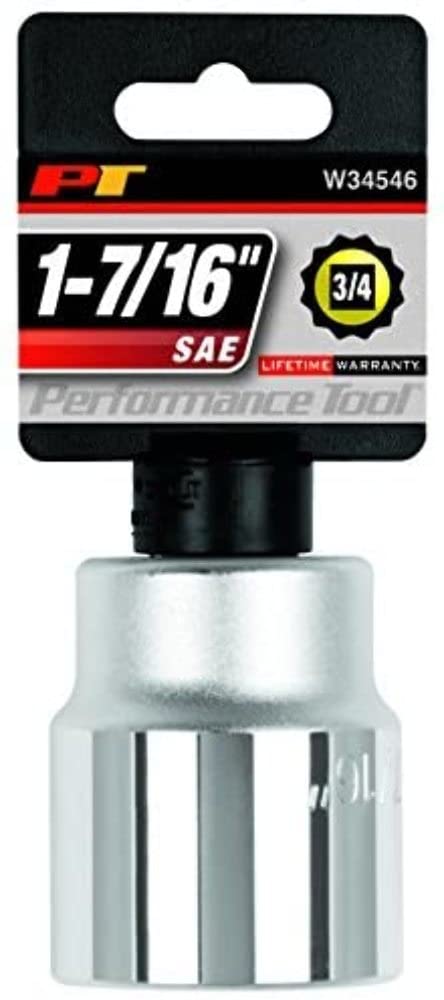 W34546 Performance Tool 3/4-Inch Drive 12-Point SAE Standard Socket, 1-7/16-Inch