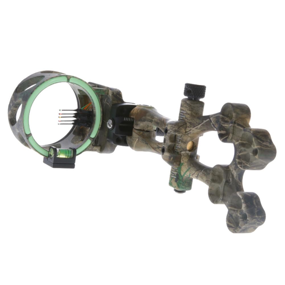 5-Pin TRUGLO VEROS Ultra-Bright Durable Lightweight Micro-Adjustable Archery Hunting Bow Sight with Decreasing Diameter Pins Design & Large Circular Field of View, Real-Tree Camo