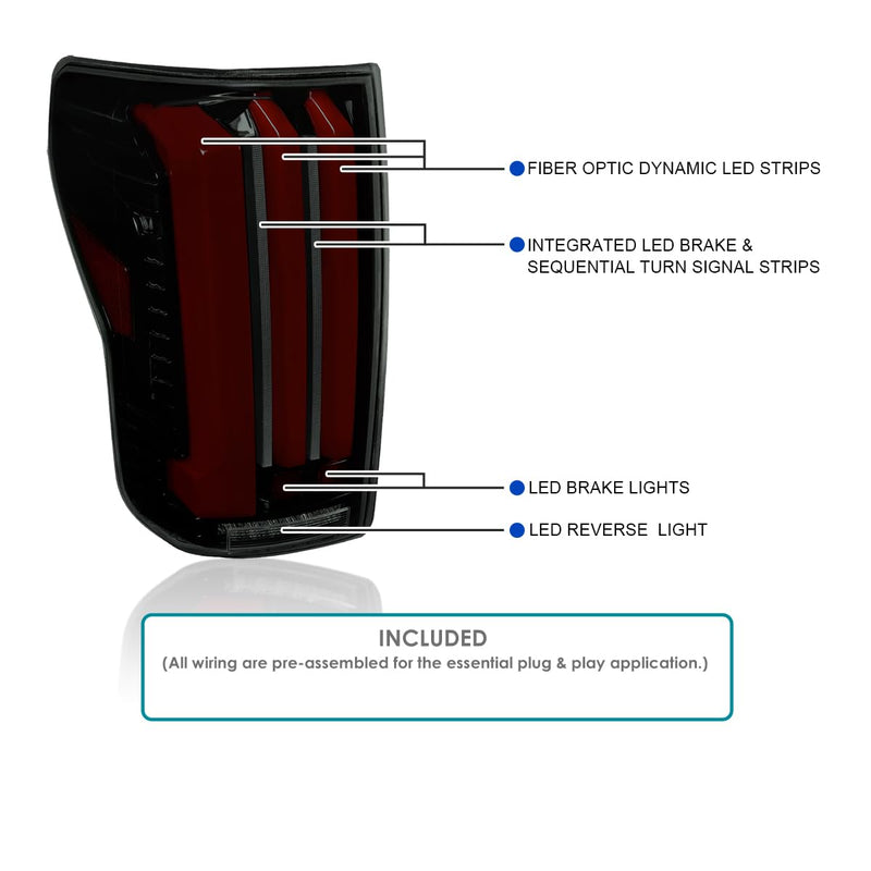 Full LED Sequential Tail Lights SPEC-D TUNING Glossy Black Smoke w/Red LED Light Bars and Startup Animation Compatible with 2007-2013 Toyota Tundra, Left + Right Pair Assembly