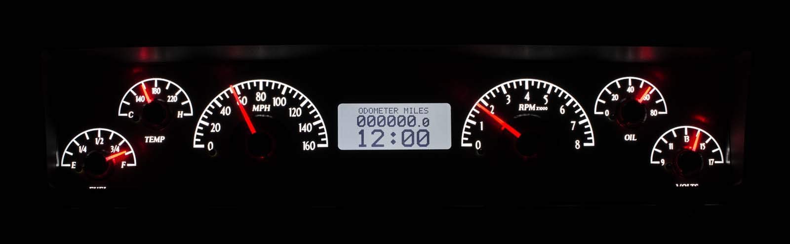 Dakota Digital VHX-69C-NOV-S-W 69-76 Chevy Nova Analog Dash Gauge System Silver Alloy White