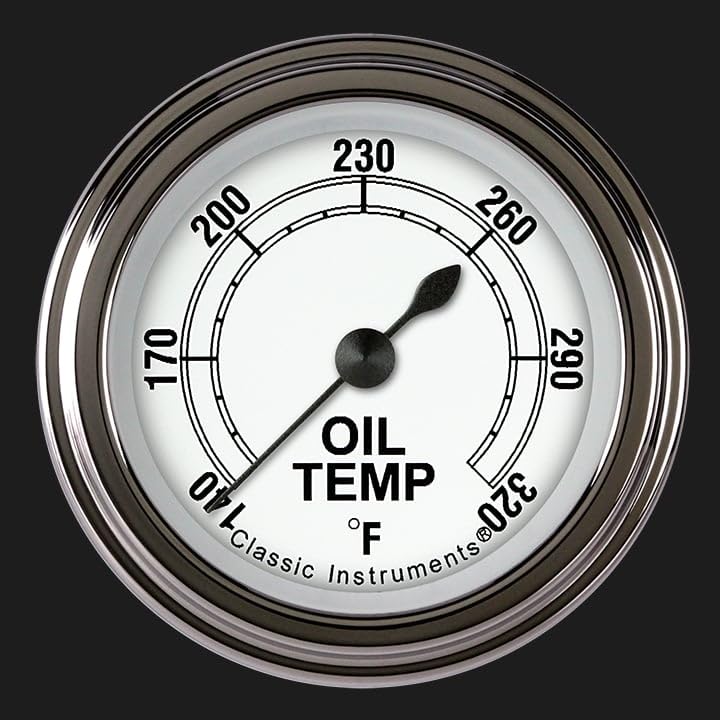 Classic Instruments Classic White CW128SLF 2-1/8" Oil Temperature Gauge Full Sweep