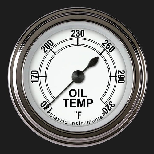 Classic Instruments Classic White CW128SLF 2-1/8" Oil Temperature Gauge Full Sweep