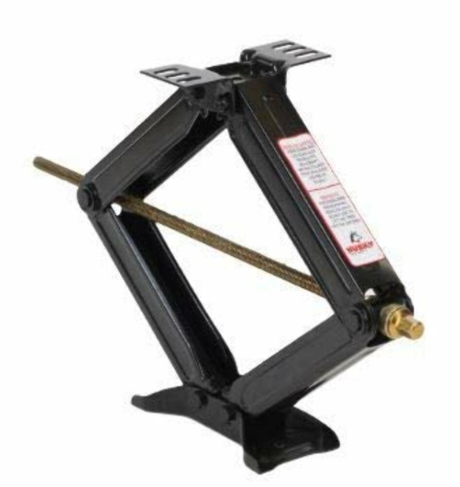 Leveling Jack Husky Towing 88121 for RV Frame Manual Scissor Jack 5000 lb Capacity Square Support Brackets 24 Inch Max Lift Black Powder Coated Steel Set of 2 with Crank Handle