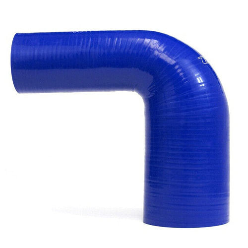 HPS Silicone High Temperature HTSER90-275-312-BLUE 4-ply Reinforced 90 degree Elbow Reducer Coupler Hose, 30 PSI Maximum Pressure, 4" Leg Length on each side, 2-3/4" > 3-1/8" ID, Blue