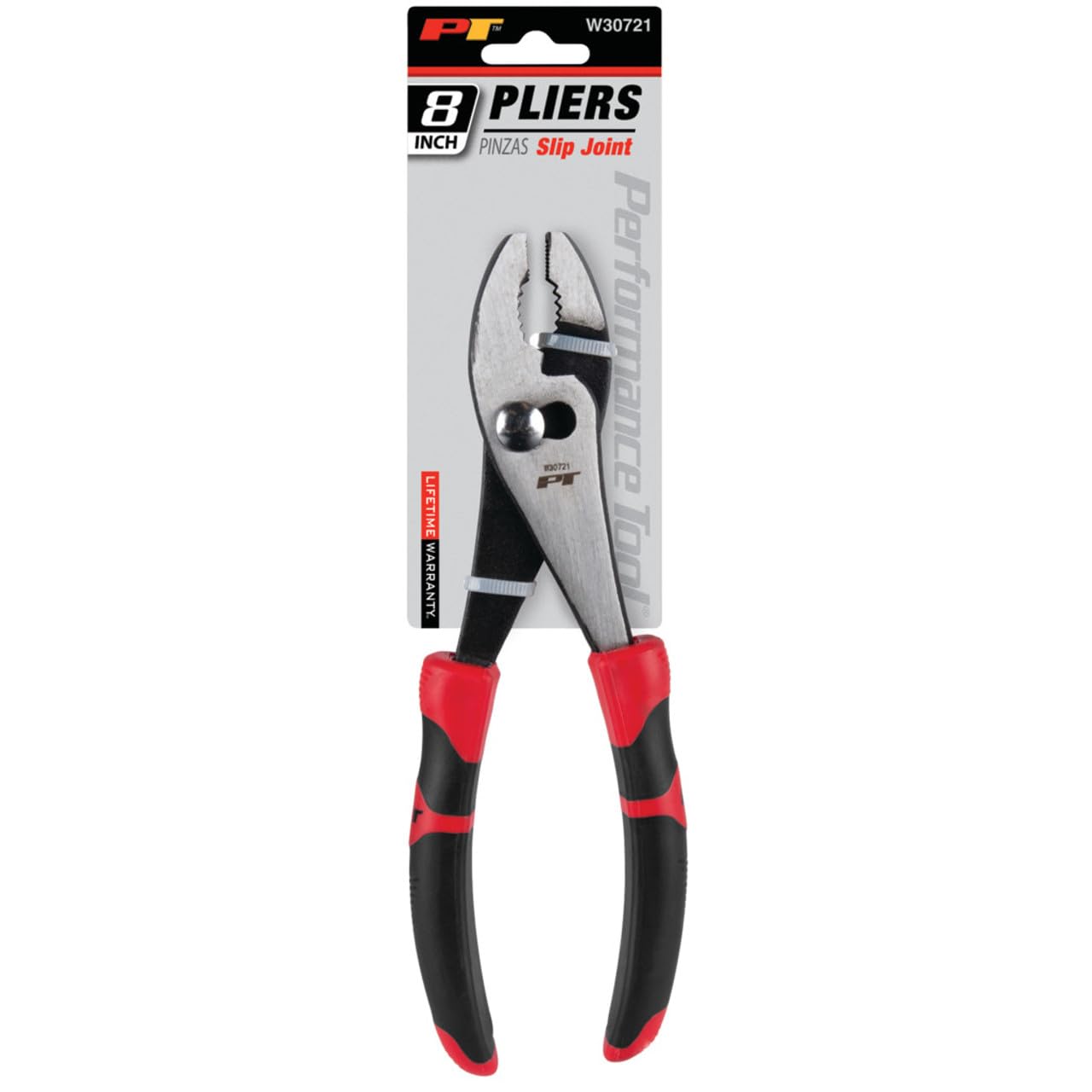 W30721 Performance Tool 8-Inch Slip Joint Pliers, Red, Silver, Black