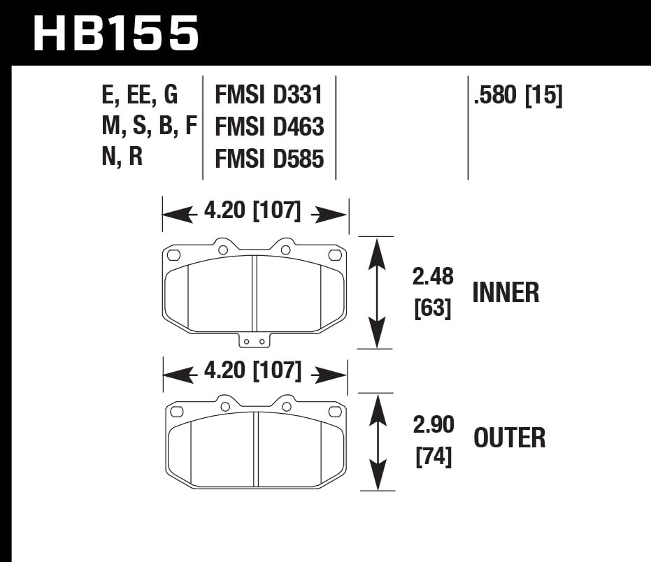 Hawk Performance Blue HB155E.580 9012 Motorsport Brake Pads