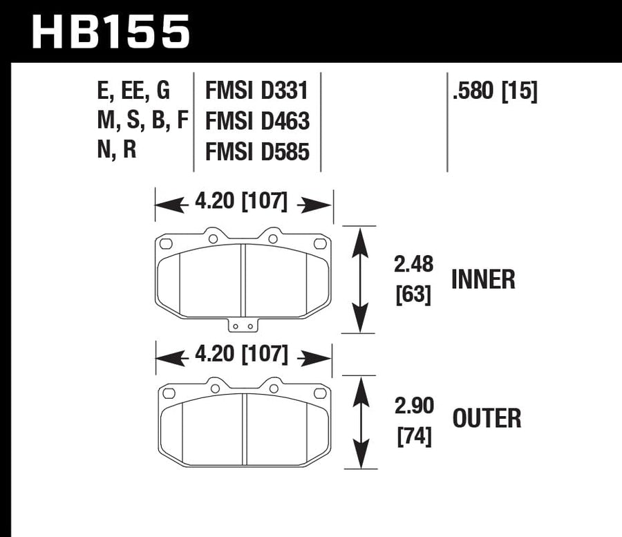 Hawk Performance Blue HB155E.580 9012 Motorsport Brake Pads