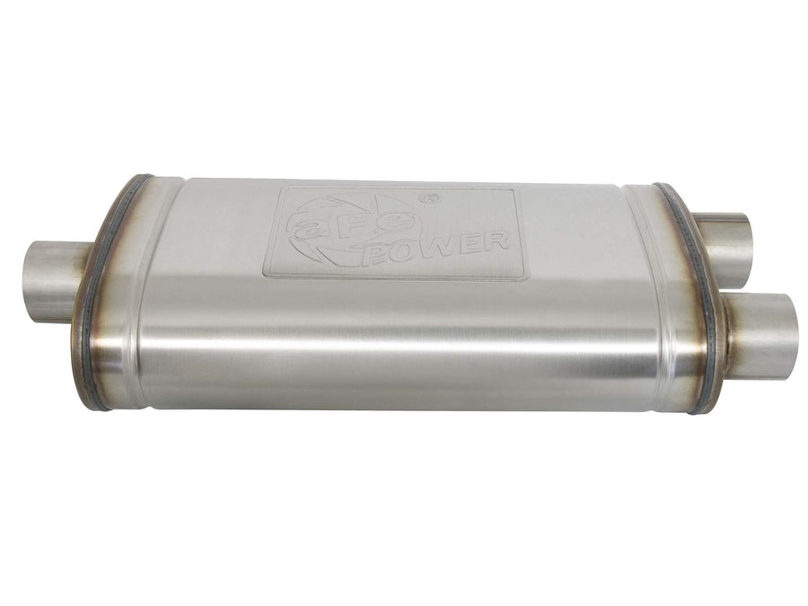 MACH Force-Xp aFe POWER 304 Stainless Steel Muffler, 3 IN ID Center/Dual-Outlet x 11 IN W x 6 IN H x 22 IN L - Oval Body