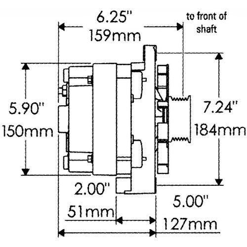 Alt GM CS144 Powermaster Natural 200A 6 grv Pulley/Baffle Str MTG Threaded MTG Ear Vette, Grd Nat'l, F-Bird, 1-Wire or OE