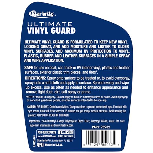 Ultimate Vinyl Guard STAR BRITE - Spray on Protection & Shine - Prevent Fading & Cracking - Keep Vinyl, Leather, Plastic & Rubber - 32 OZ (095932)
