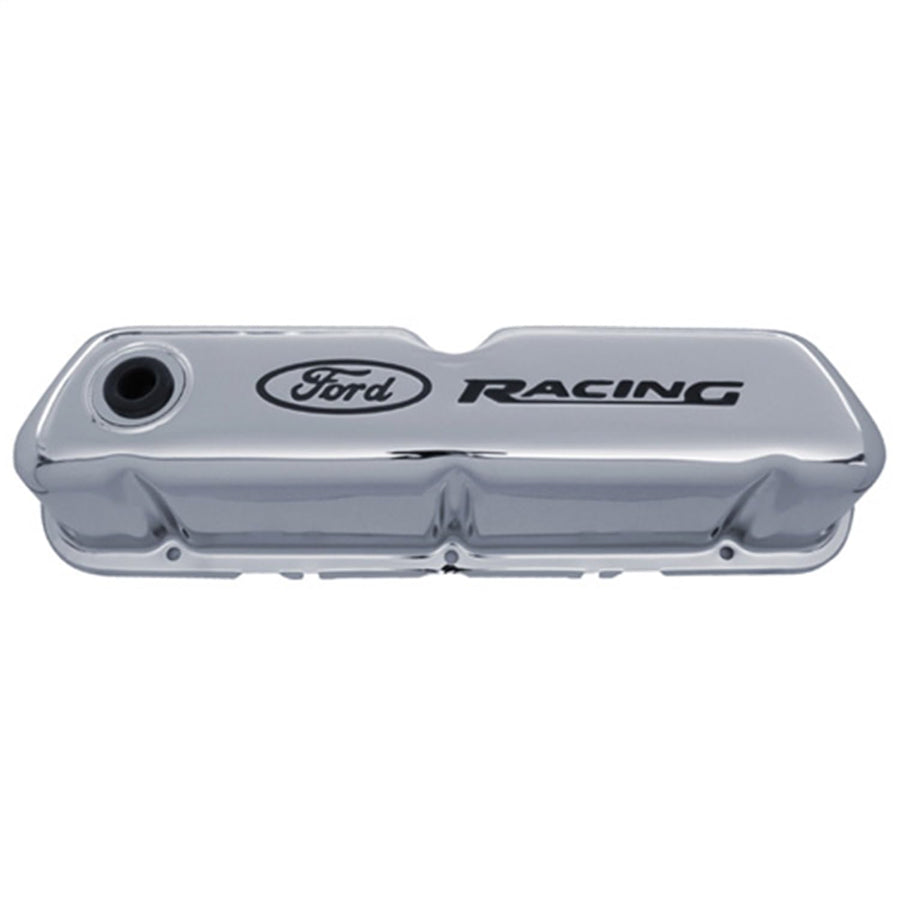 Replacement for Ford Performance Parts/Compatible with - 302-071 - Chrome Steel Valve Cover Set w/Replacement for Ford Racing Logo