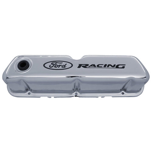 Replacement for Ford Performance Parts/Compatible with - 302-071 - Chrome Steel Valve Cover Set w/Replacement for Ford Racing Logo