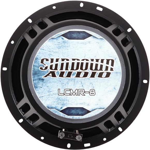 LCMR-8 Sundown Audio Midrange Speaker - 100W RMS, 8-Ohm - 8" Car Audio Midbass Driver with Phase Plug, Ferrite Magnet - High-Efficiency Single Unit (Each)