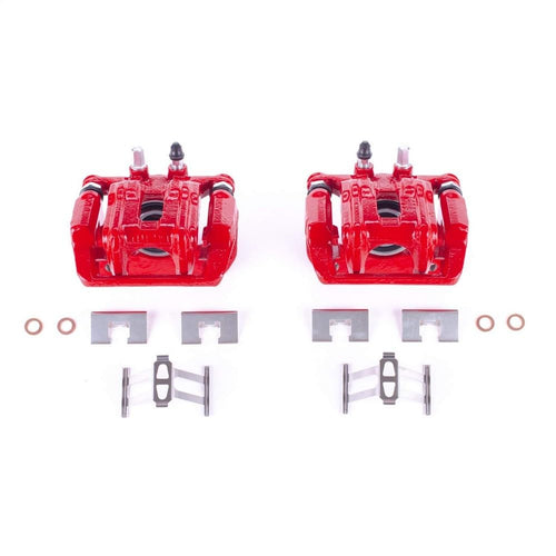 Power Stop Pair of High-Temp Red Powder Coated Rear Calipers For Honda CR-V 2005-2006 [Model Specific]