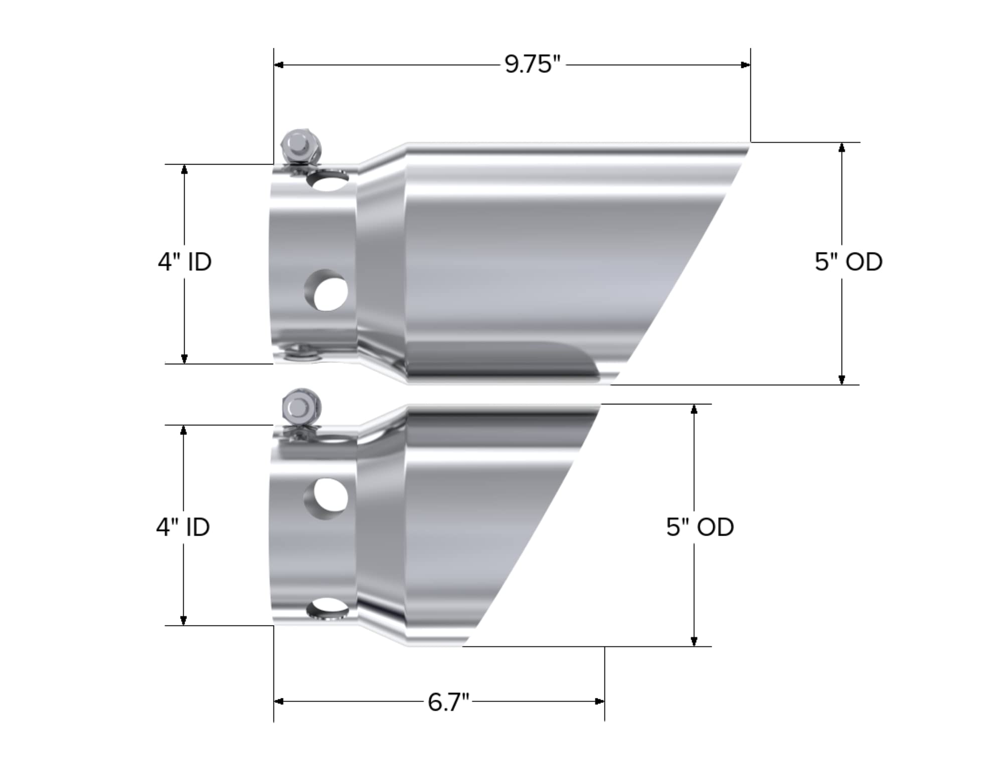 MBRP 2008 Ford F250/350/450 6.4 L 5 Tip Cover Set - 4 inlet and 9 in length
