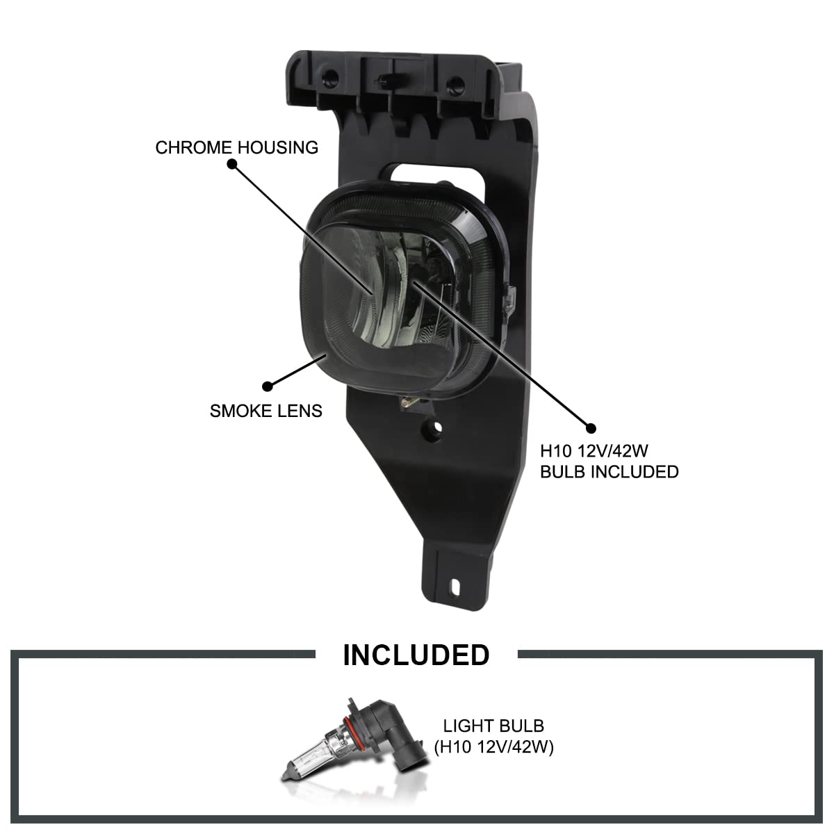 Smoke Driving Fog Lights + Bulbs SPEC-D TUNING Compatible with 2005-2007 Ford F250 F350 F450 F550 Super Duty, 2005 Excursion, L+R Pair Assembly