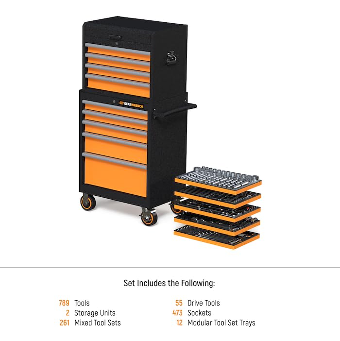 Master Mechanics Tool Set GEARWRENCH 791 Piece in Premium Modular Foam Trays with GSX Mobile Tool Storage | MEGAMODPRO