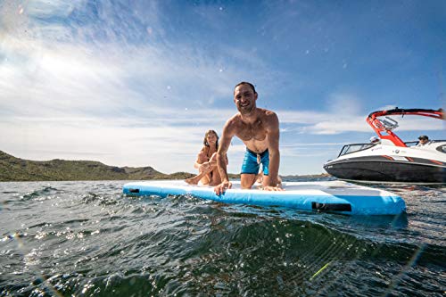 Airhead AIR Inflatable Deck WATERMAT, 8 ft. w Pump, White/Blue