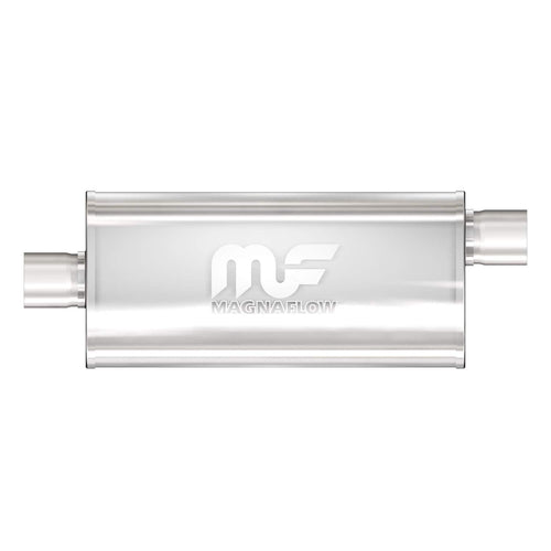 Performance MagnaFlow Exhaust Muffler 12289: 3"/3" Inlet/Outlet, 5x8x24" Oval, Stainless Steel, Satin Finish