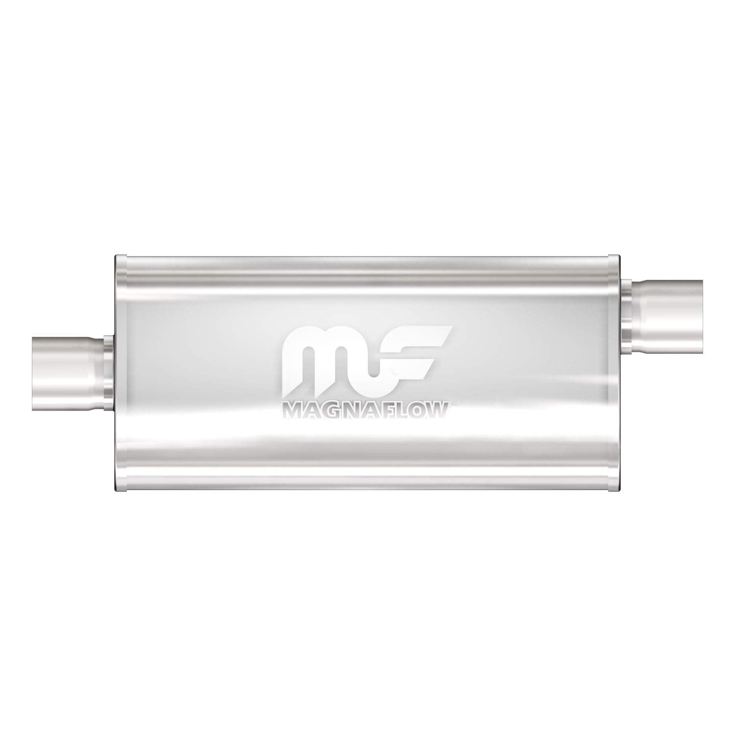 MagnaFlow Exhaust Performance Muffler 12255: 2.25"/2.25" Inlet/Outlet, 5x8x18" Oval, Stainless Steel, Satin Finish