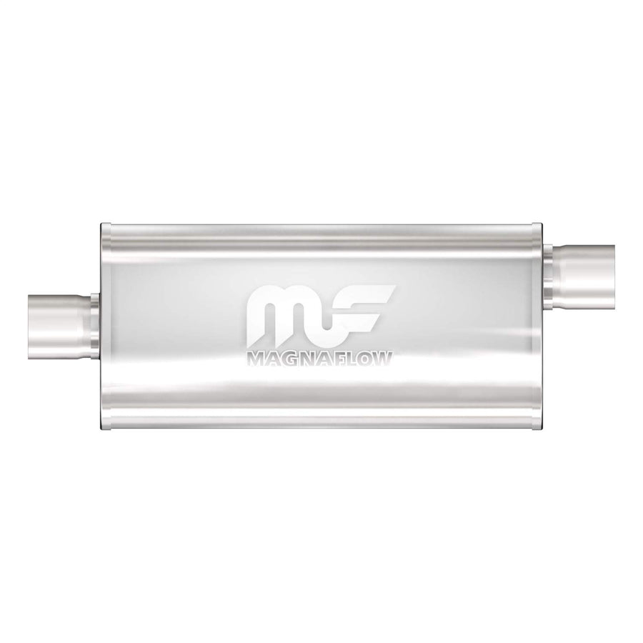 MagnaFlow Exhaust Performance Muffler 12255: 2.25"/2.25" Inlet/Outlet, 5x8x18" Oval, Stainless Steel, Satin Finish