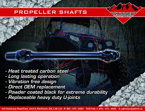 Rear Rugged Propeller Shaft for Polaris RZR 900/1000, In Heat Treated Carbon Steel & Powder Coated Black Shafts for Extreme Durability (See Fitment Details in Description) OEM: 1333425