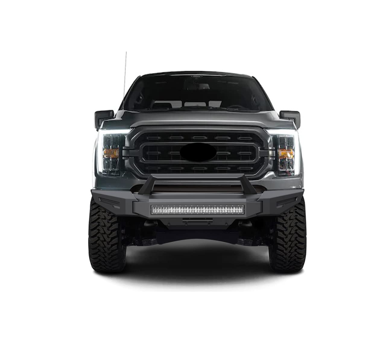 Heavy Duty Black Horse Armour II Modular Front Bumper Kit Matte Black Compatible with 2021-2023 Ford F-150 (Excl. 2022-2023 F150 Lightning EV)-AFB-F121-K2