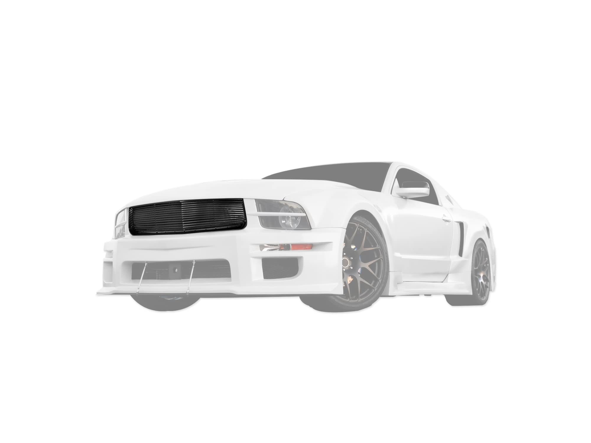 7148420 Armordillo USA Horizontal Front Hood Grille - Gloss Black Fits 2005-2009 Ford Mustang