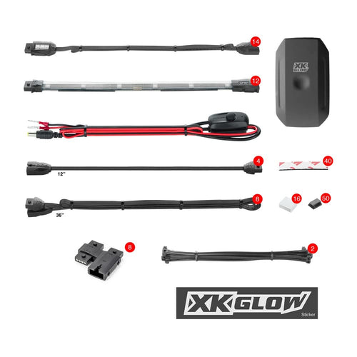 XKGLOW App Control Chrome Motorcycle Professional LED Accent Light Kit - 14 Pods / 12 Strips