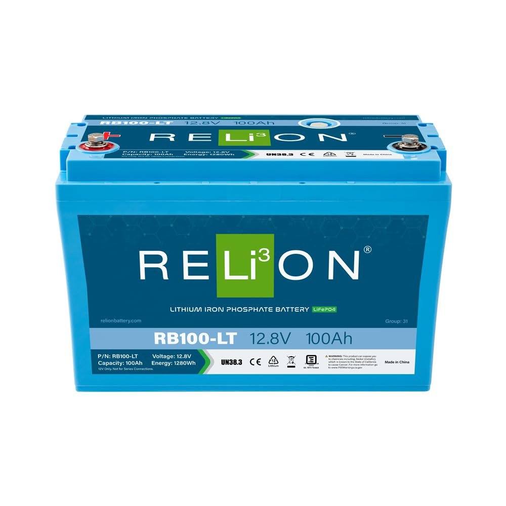 RELiON RB100-LT | 100Ah 12V | Low Temperature Charging | LiFePO4 Lithium-ion Battery | Group 31 | 3500~5000 Cycles | 10 Year Warranty | Perfect for RV, Off Grid, Overland, Marine