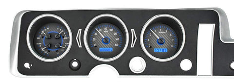 Dakota Digital VHX System Compatible with 1968 Pontiac GTO-Carbon Fiber Style Face w/Blue Display