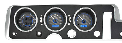 Dakota Digital VHX System Compatible with 1968 Pontiac GTO-Carbon Fiber Style Face w/Blue Display