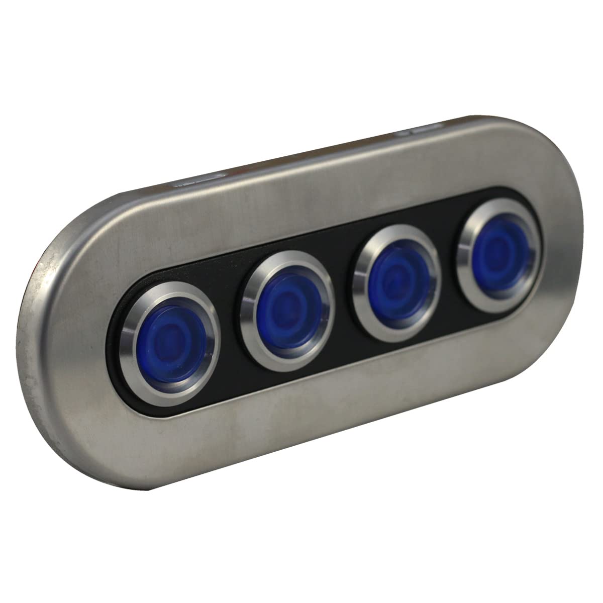 Marine Sport Lighting Switch Panel Kit Multi Purpose Fit 4-Button 40-Amp Waterproof Stainless Steel with Pre-Wired MS4BSS