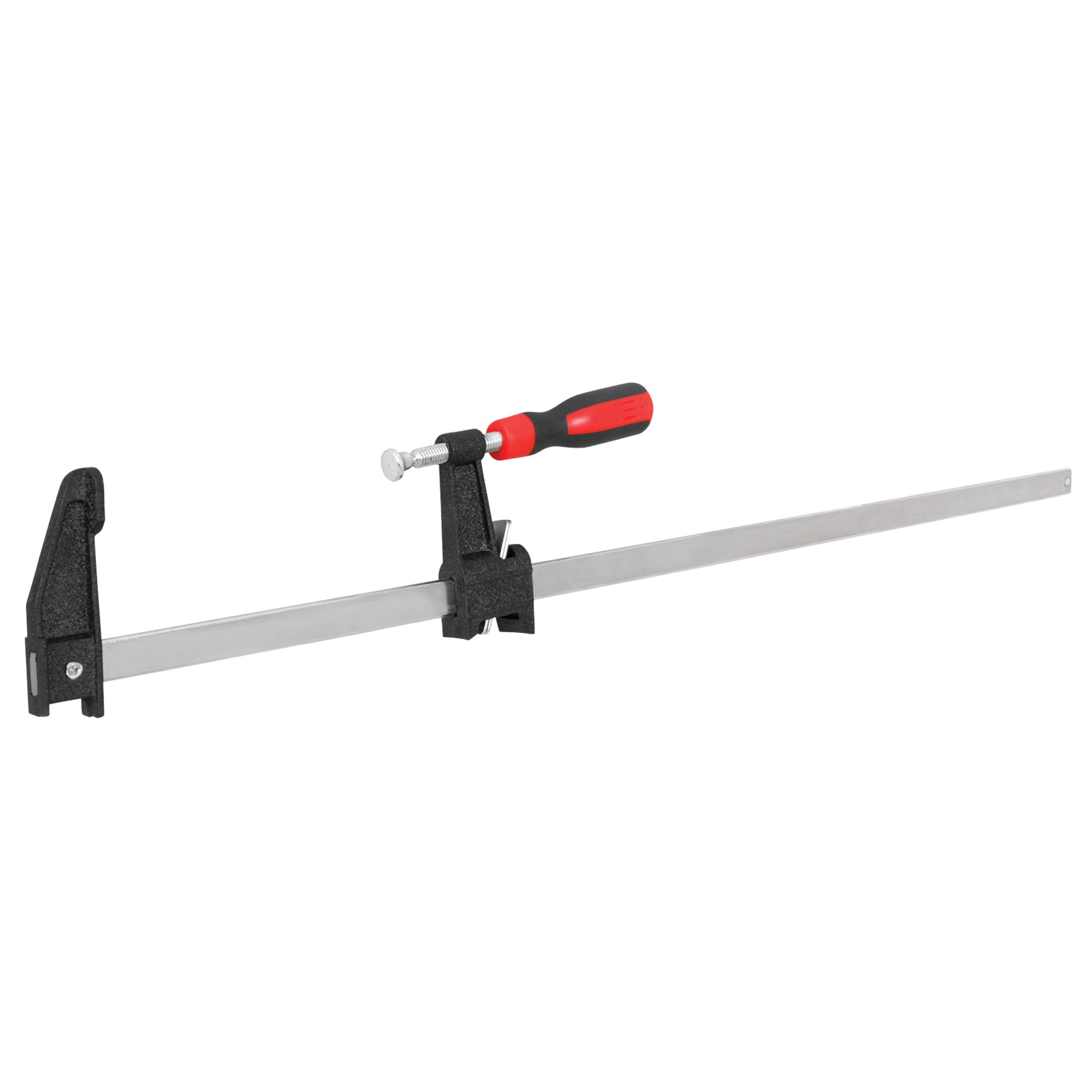 24-Inch Performance Tool W3954 F-Style Bar Clamp with Rubber Comfort Grip Handle, Zinc Finished Rail, and 600 lb Maximum Clamping Pressure