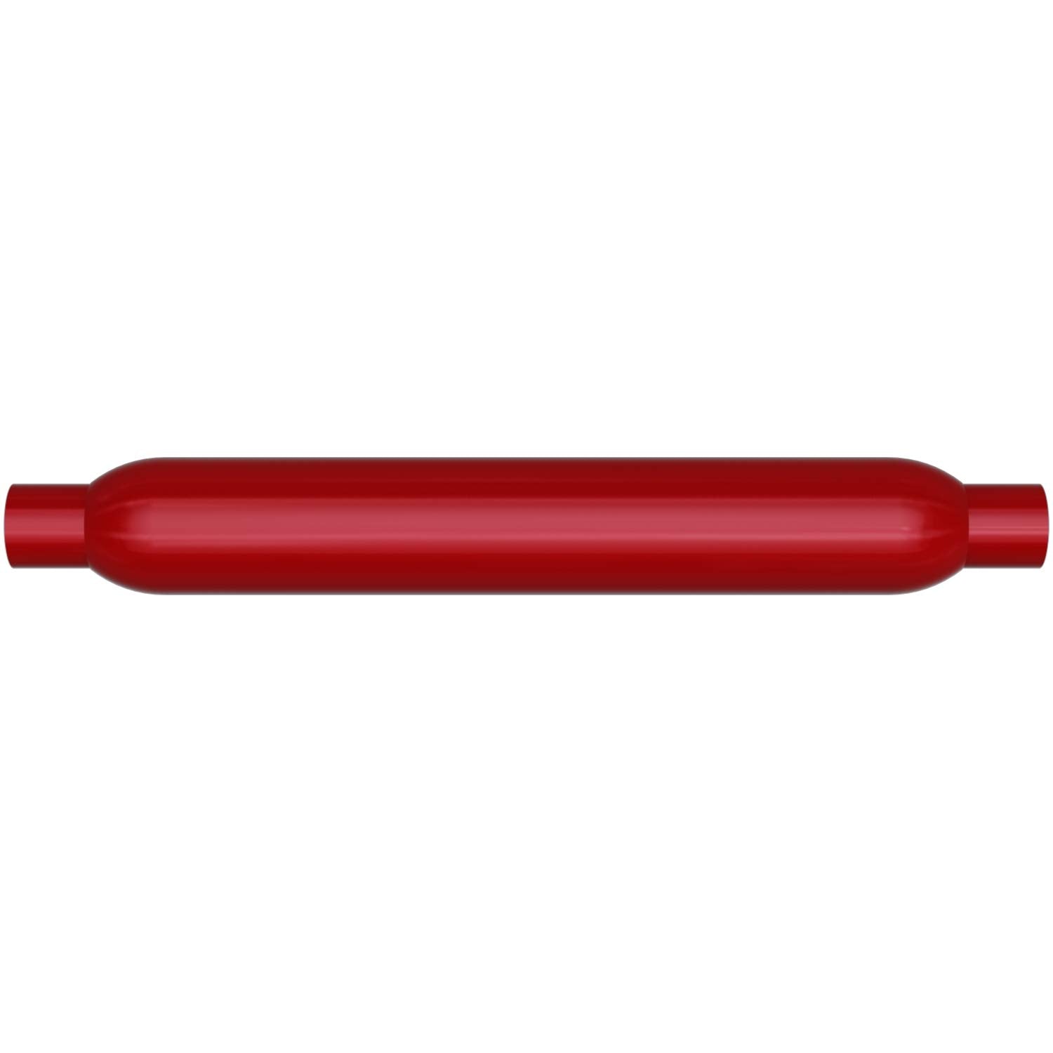 Performance MagnaFlow Exhaust Muffler 13146: 2.5"/2.5" Inlet/Outlet, 4x4x26" Round, Aluminized Steel, Red Coated Finish