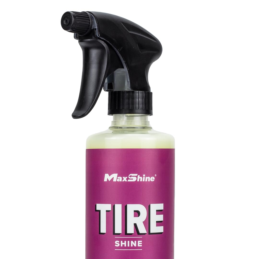 Tire Shine Maxshine 16oz | Acrylic Formula Tire Dressing with UV Protection | No-Sling, Dry-to-The-Touch Finish | Gloss Enhancer Nourishes Rubber & Protects Tires | Professional Car Detailing Supply