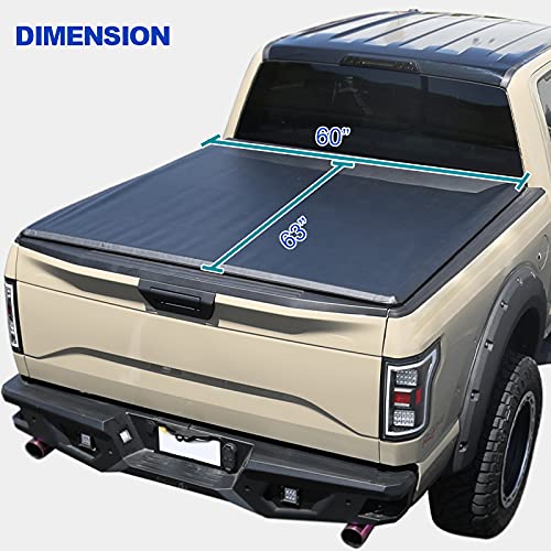 Soft Roll Up Tonneau Cover Spec-D Tuning Compatible with Chevy Colorado GMC Canyon Crew Cab 5' Bed 2015-2019