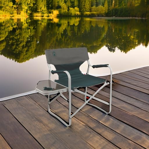 Coleman Folding Outpost Elite Camping Chair with Side Table & Cup Holder, Weather-Resistant Portable Chair with Arm Rests