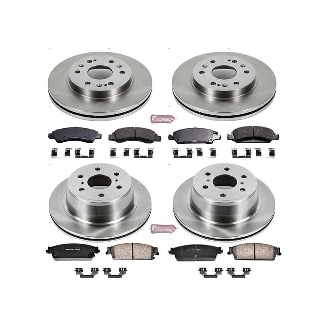 PowerStop Brake Kit Front and Rear For Cadillac Escalade 2008-14 |ESV 2008-14 |EXT 2008-13 |Chevrolet Avalanche 2008-13 - Disc Rotors & Ceramic Brake Pads Replacement, KOE2070
