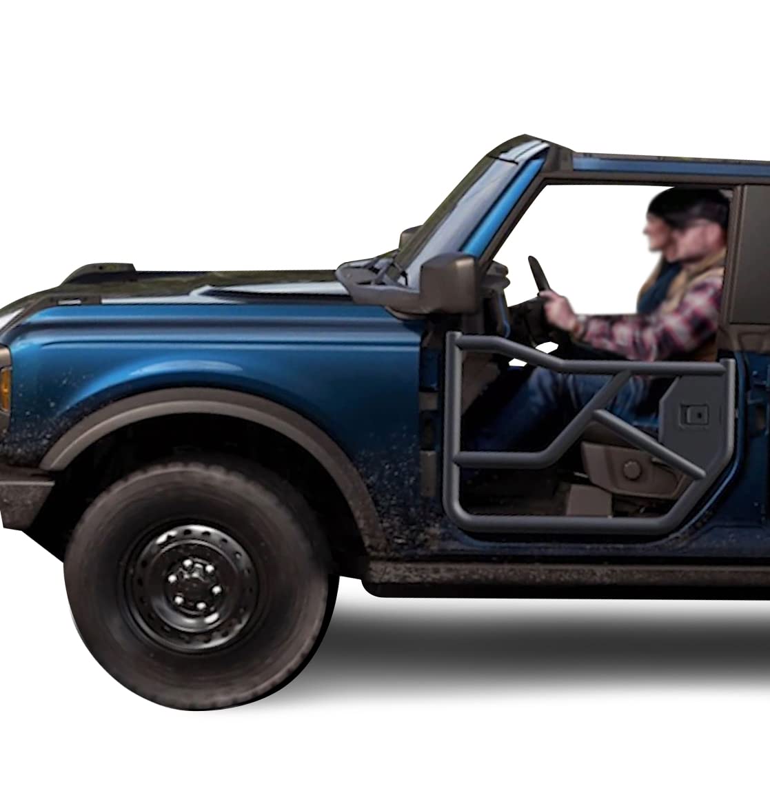 Tubular Black Horse Front Doors Tubular Metal Compatible with 2021-2024 Ford Bronco-TFDFB21