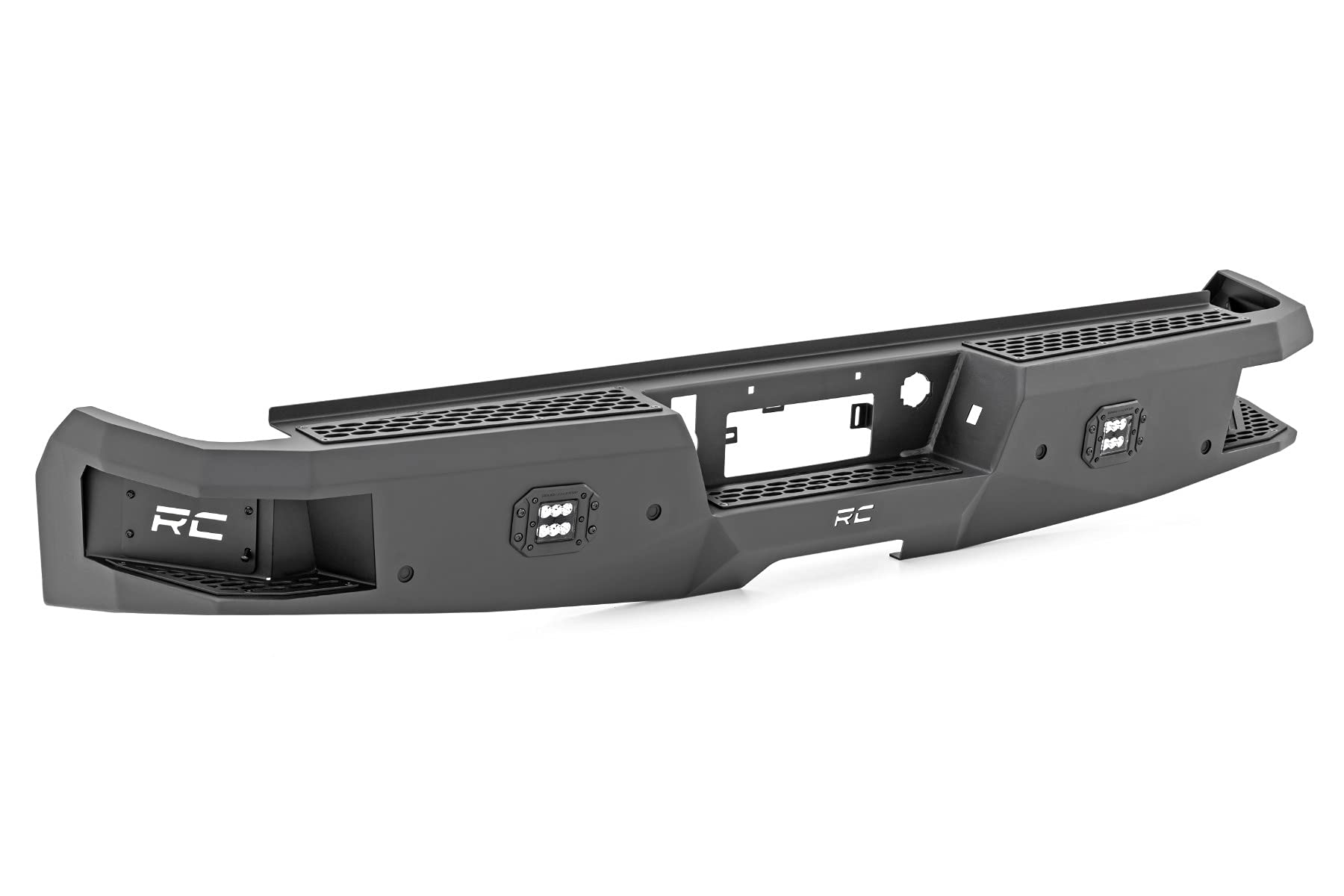 Heavy Duty Rough Country Rear LED Light Bumper Kit for Chevy Silverado 1500 (2019-2024) - Integrated Steps, Flush Mount LED Lights