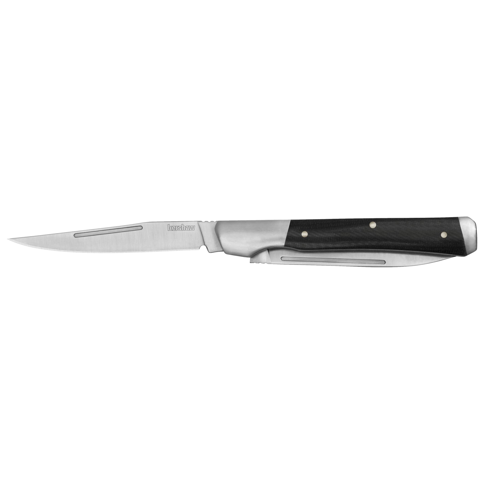 Kershaw Manual Folding Pocket Knife Allegory, Two Bladed Knife with Clip Point and Spear Point Blades, Slipjoint with Micarta Handle, Black